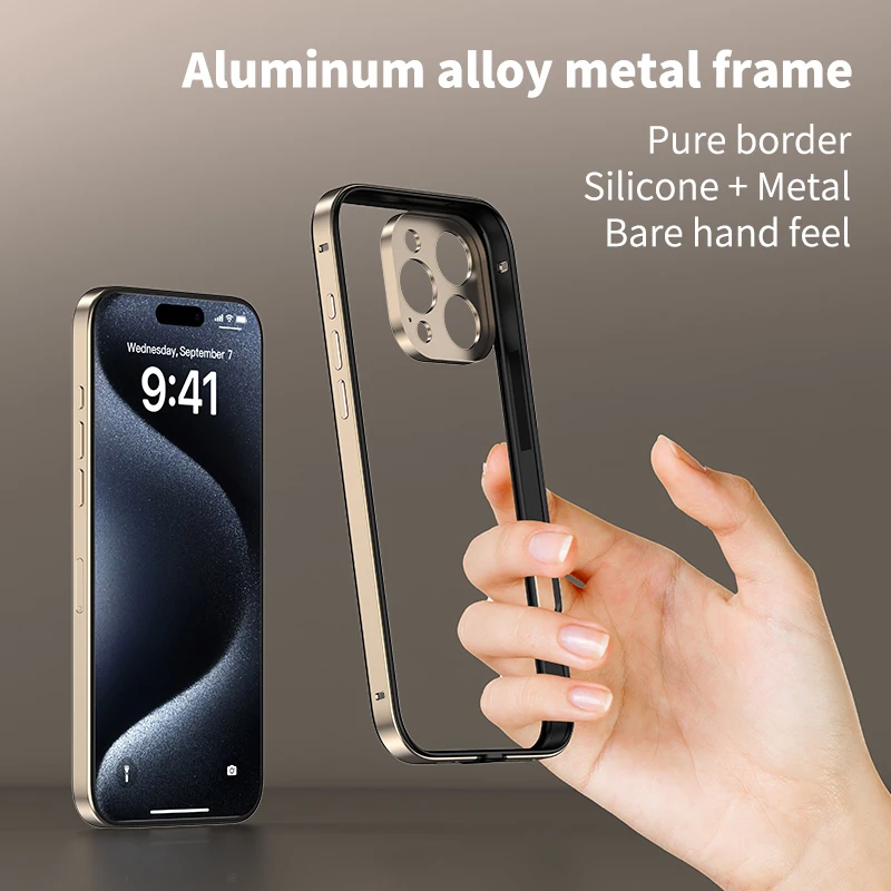 Camera Protection + Hybrid Sil - Metal Bumper Aluminum Frame Case recension och pris
