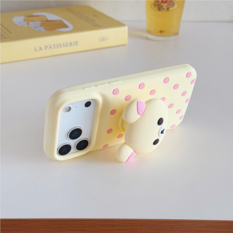 3D Rilakkuma Bear Polka Dot Si - Cute Cartoon Wrist Strap Silicone Case recension och pris