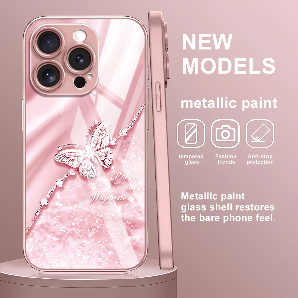 Pink Butterfly Tempered Glass  - Screen Protectors recension och pris